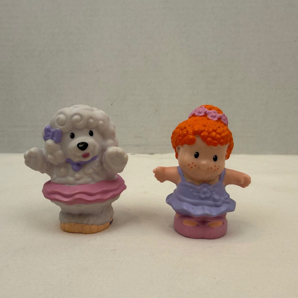 Fisher Price Little People Ballerina Girl and Poodle Dog Figures 2010 Mattel
